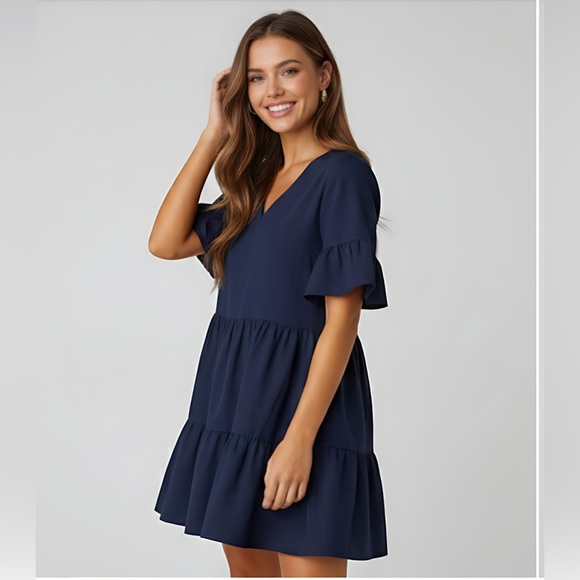 Flared Sleeve Swing Mini Dress - Picture 2 of 5